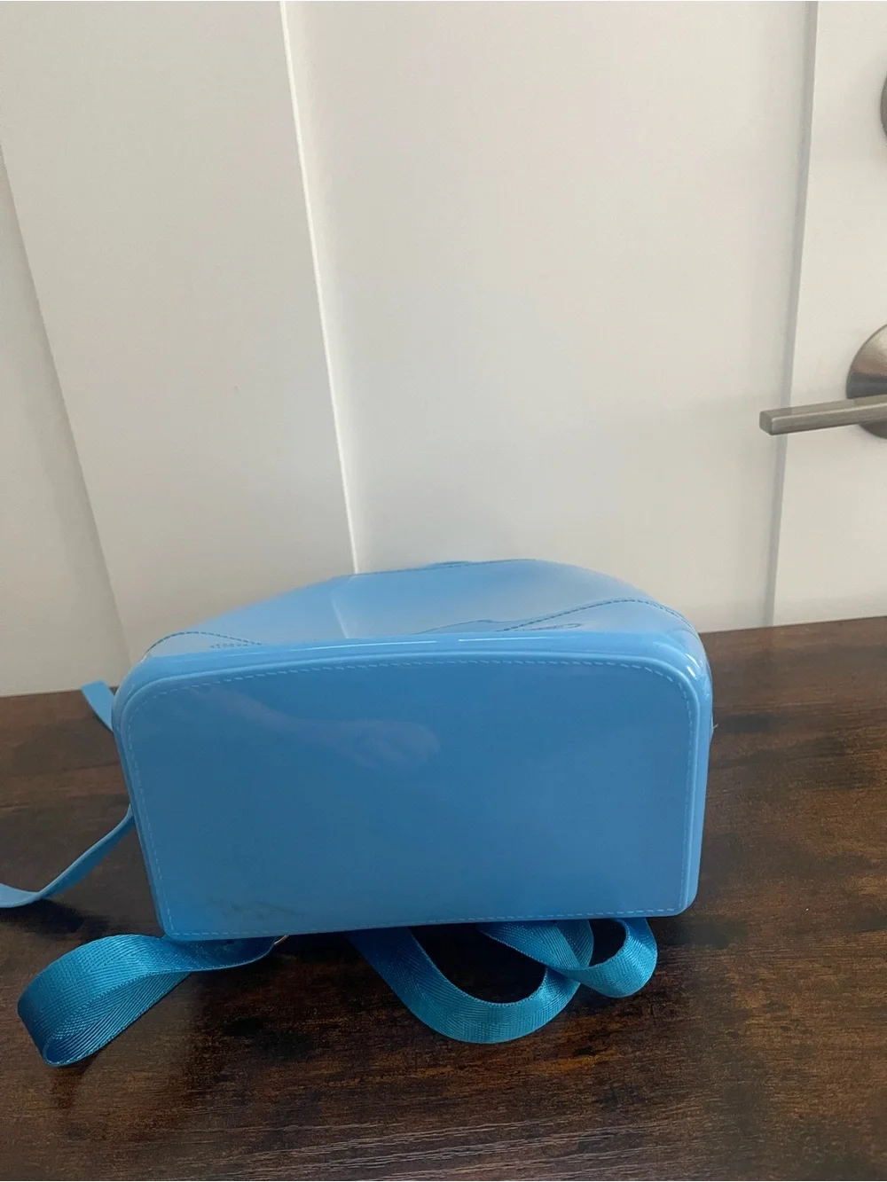 Blue Patent Mini Backpack Tote
